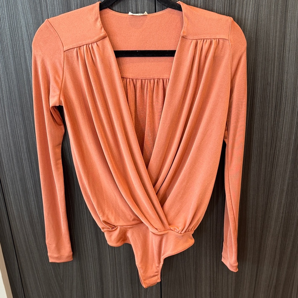 Free People Rust Draped Bodysuit